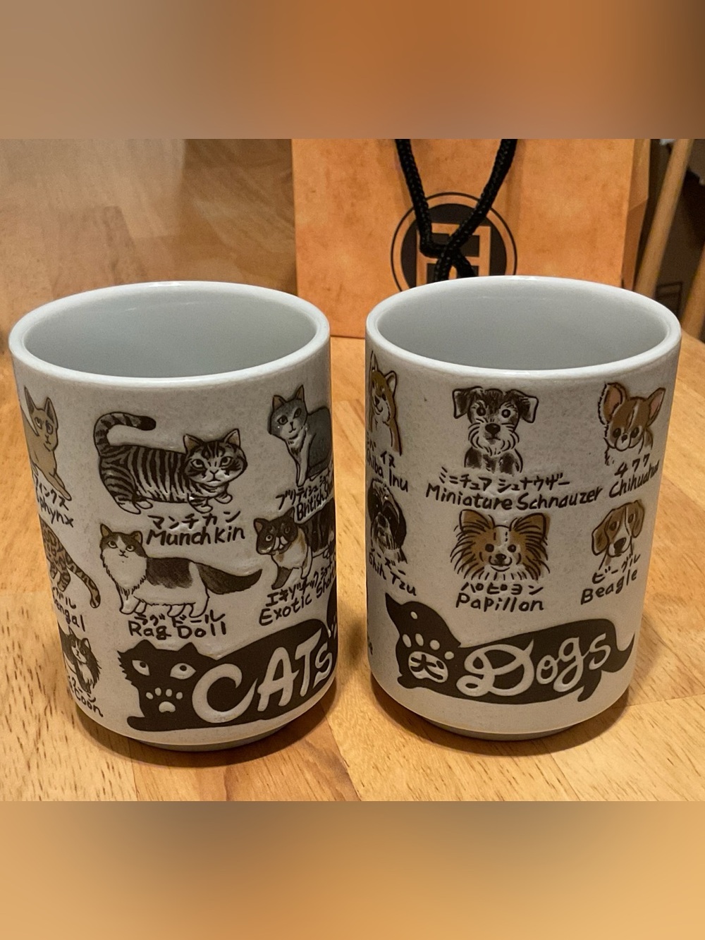 2 Sushi Tea Cup Set for Cat and Dog Lovers 🐱 🐈 🐶 🐕
